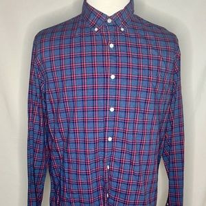 J CREW BUTTON UP SHIRT MENS EXTRA LARGE XL TALL LONG SLEEVE BLUE MULTI PLAID